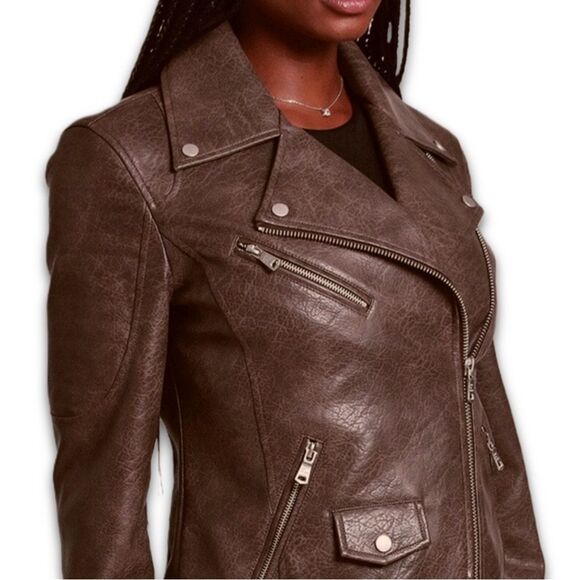 NWT Avec Les Filles Faux Leather Quilted Moto Biker Jacket - Picture 9 of 16